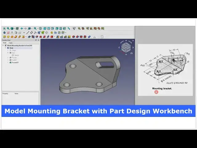 'Video thumbnail for Model Mounting Bracket with FreeCAD Part Design Workbench | FreeCAD Tutorial | Mechnexus |'