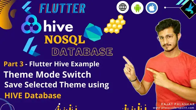 'Video thumbnail for Flutter Hive Example - PART 3 - Hive database to save selected dark / light theme switch in flutter'