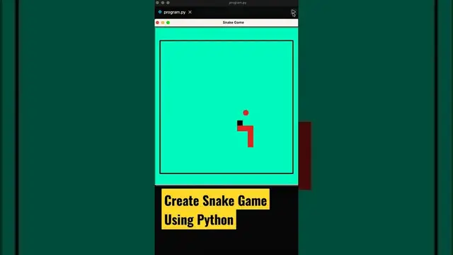 'Video thumbnail for Create Snake game using python turtle #shorts #coding #programming'