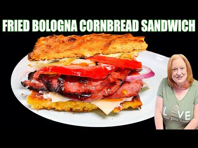 'Video thumbnail for FRIED BOLOGNA CORNBREAD SANDWICH'