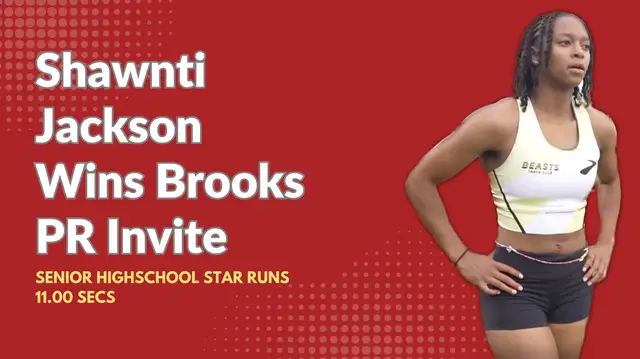 'Video thumbnail for EPIC RUN! Shawnti Jackson runs 11.00secs dominates Brooks PR Invite'