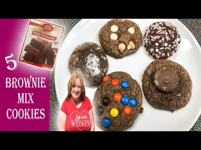 'Video thumbnail for BROWNIE MIX COOKIES 5 WAYS | Easy 4 Ingredient Cookies using Brownie Box Mix'