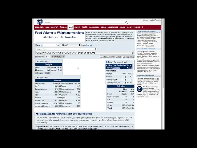 'Video thumbnail for Aqua-Calc.com Food Volume to Weight conversions'