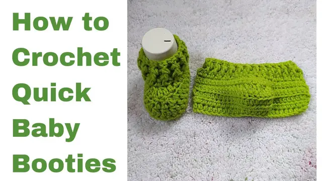 'Video thumbnail for how to crochet easy and fast unisex baby booties for beginners (worked flat)'