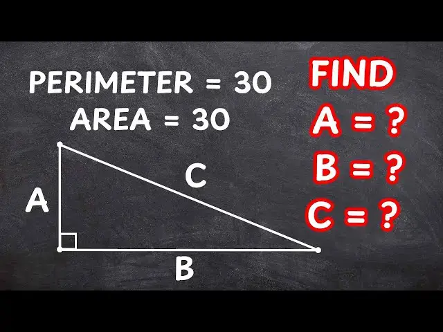 'Video thumbnail for Find the Sides of a Right Triangle with Perimeter and Area of 30'