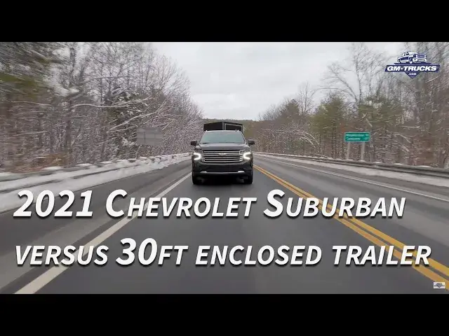 'Video thumbnail for 2021 Chevrolet Suburban VERSUS 30FT Enclosed Trailer!'