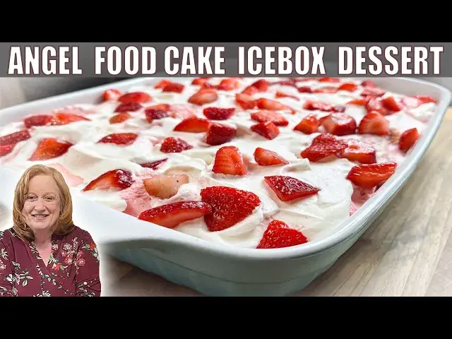 'Video thumbnail for Easy ANGEL FOOD CAKE DESSERT | Icebox Vintage Jello Recipe | No BAKE Dessert | Catherine's Plates'