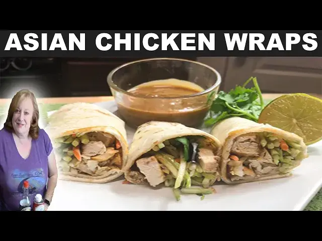 'Video thumbnail for ASIAN CHICKEN WRAPS WITH PEANUT DIPPING SAUCE RECIPE | Cook With Me Wraps'