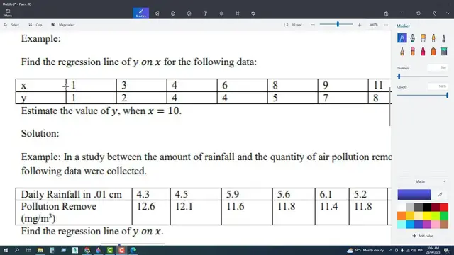 'Video thumbnail for Linear Regression Estimate the value of y when x is 10 Applied Math'