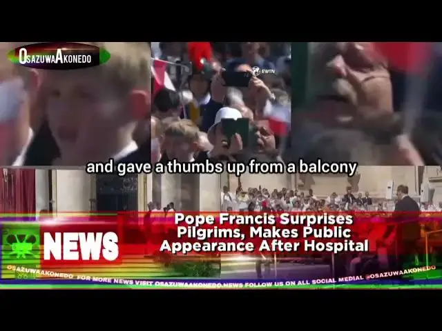 'Video thumbnail for Pope Francis Surprises Pilgrims, Makes Public Appearance After Hospital'