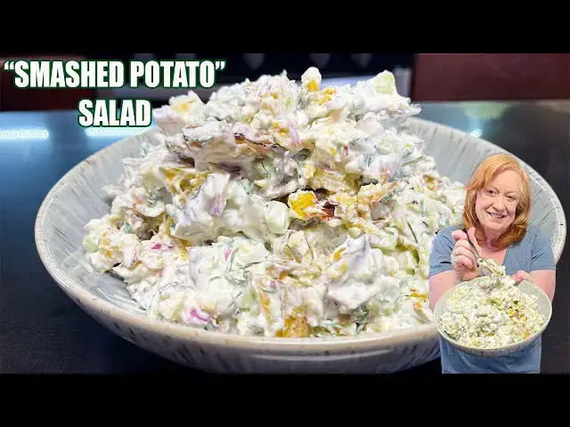 'Video thumbnail for CRISPY SMASHED POTATO SALAD A SUMMER DELIGHT'