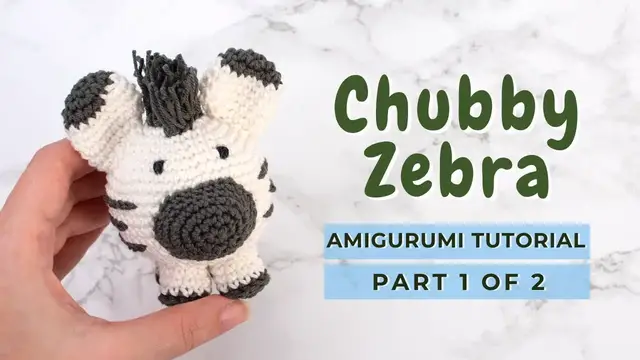 'Video thumbnail for Chubby Zebra amigurumi tutorial. How to crochet a Zebra for beginners PART 1'
