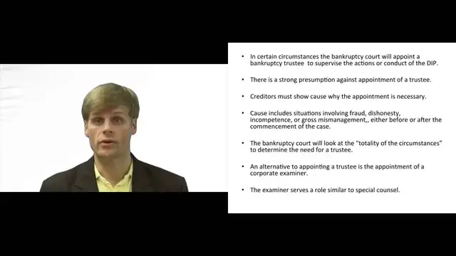 'Video thumbnail for Appointment of Trustee or Examiner in Chapter 11 Bankruptcy'