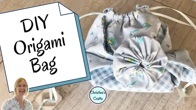 'Video thumbnail for How to Easily Sew an Origami Bag Pouch from 2 Fabric Squares'