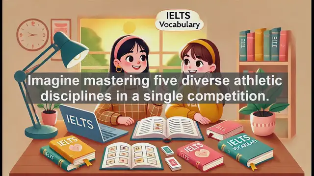 'Video thumbnail for 5000 Must Know IELTS 8.0 Vocabulary - Pentathlon: The Five-Event Athletic Challenge'