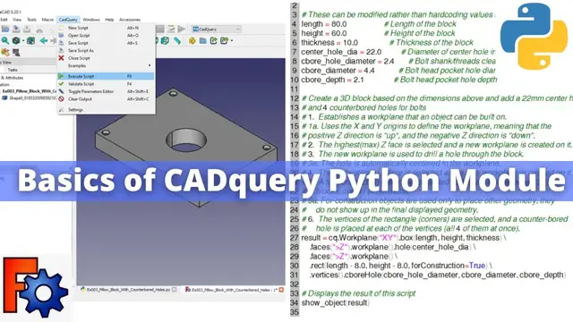'Video thumbnail for Basics of CADquery Python Module | FreeCAD Python | Python Programming|'