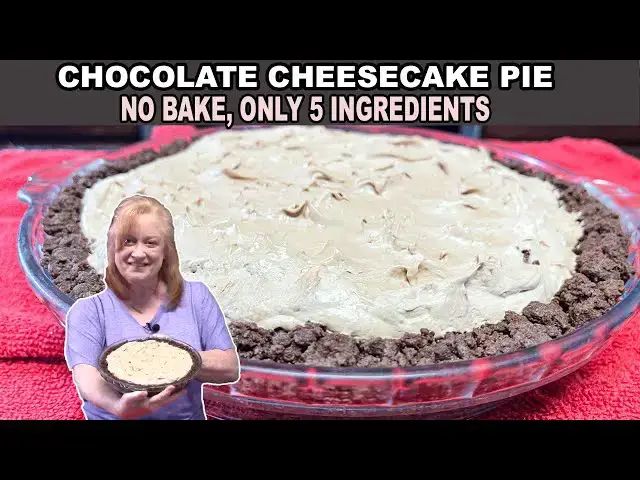 'Video thumbnail for CHOCOLATE CHEESECAKE PIE, No Bake 5 Ingredient Dessert'
