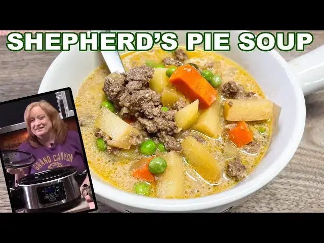 'Video thumbnail for Crockpot SHEPHERD'S PIE SOUP, A Ground Beef Soup Recipe'