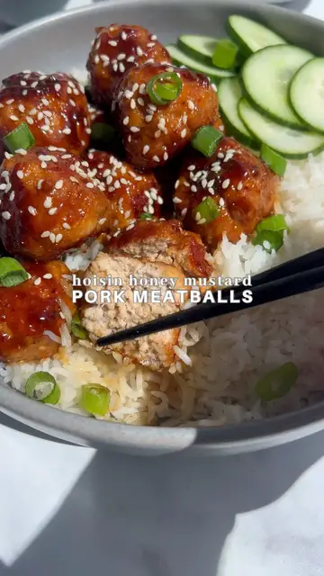 'Video thumbnail for Hoisin Honey Mustard Pork Meatballs'