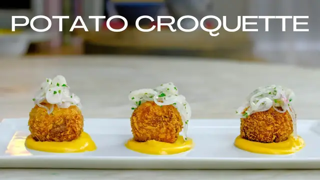 'Video thumbnail for Vegan Potato Croquettes with Spicy Carrot Sauce '