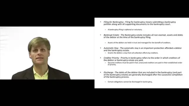 'Video thumbnail for Key Concepts to Understand Bankruptcy Process'