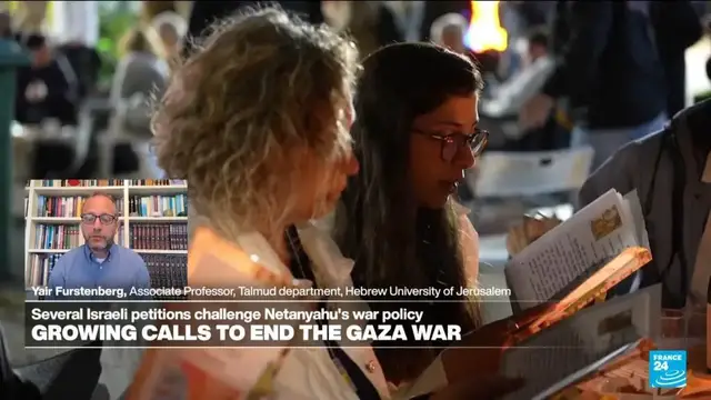 'Video thumbnail for Israeli military, academics and civilians unite in challenging Netanyahu's war strategy'