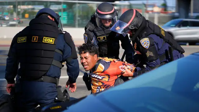 'Video thumbnail for LA police enforce curfew amid protests over Trump’s immigration crackdown'