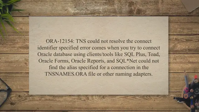 'Video thumbnail for ORA-12154: TNS could not resolve the connect identifier specified'