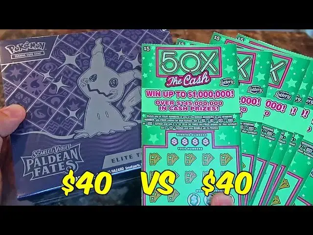 'Video thumbnail for I Bought $40 Lottery Scratch Offs Vs $40 Pokémon Box'