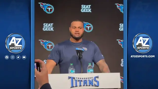 'Video thumbnail for Titans new LT Dan Moore Jr. talks landing with the team, reflects on his 2024 season, and more'