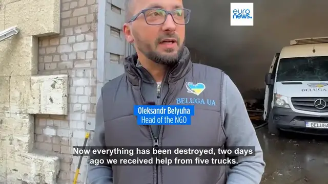 'Video thumbnail for Russian strike on Zaporizhzhia warehouse destroys 100 tonnes of humanitarian aid'