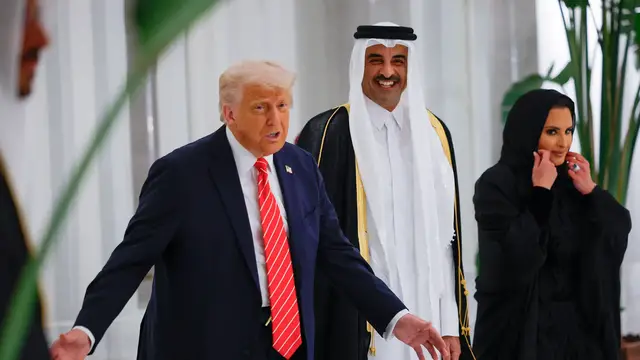 'Video thumbnail for Trump arrives at Lusail Palace for Qatari state dinner'