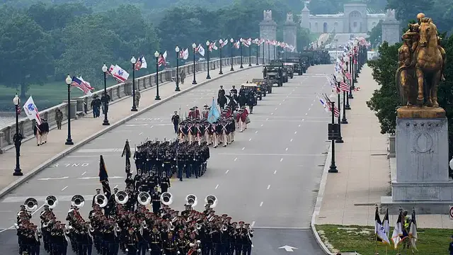 'Video thumbnail for Military parade celebrates 250 years of US military'