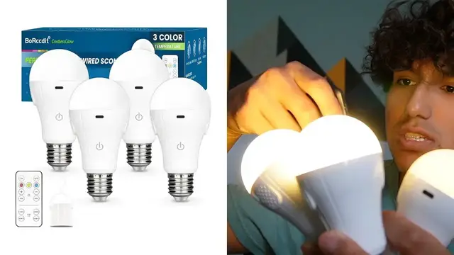 'Video thumbnail for CordlessGlow 15W A19 Rechargeable Light Bulbs with Remote Review'