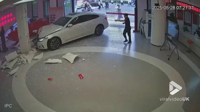 'Video thumbnail for VV4963 BMW sedan suddenly crashes into community centre'