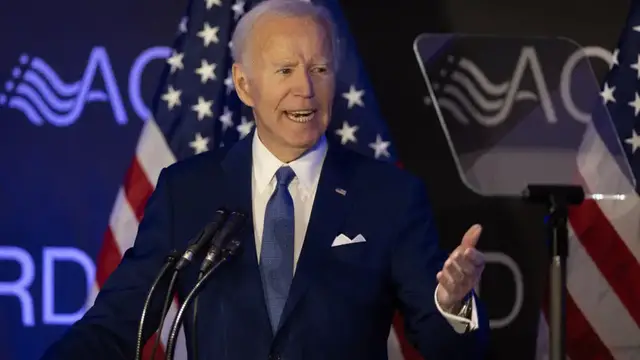 'Video thumbnail for Biden makes first post-presidency speech'