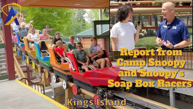'Video thumbnail for Opening of Camp Snoopy and Snoopy's Soap Box Racers Roller Coaster at Kings Island'