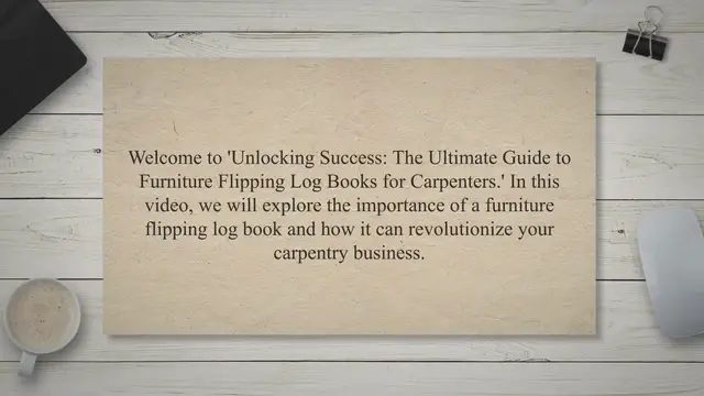 'Video thumbnail for The Ultimate Guide to Furniture Flipping Log Books for Carpenters'