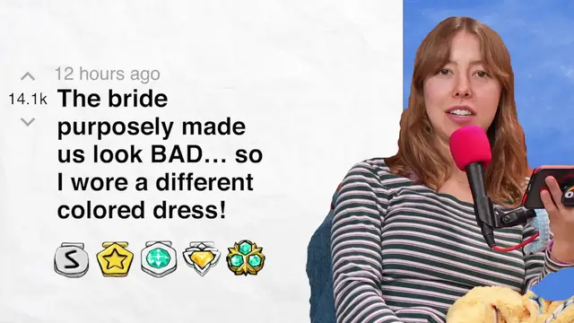 'Video thumbnail for The bride purposely made us look BAD… so I wore a different colored dress! Part 2 - r/BORUpdates | Reddit Stories'