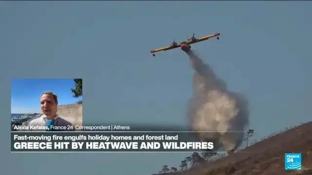 'Video thumbnail for Greece hit by heatwave and wildfires'