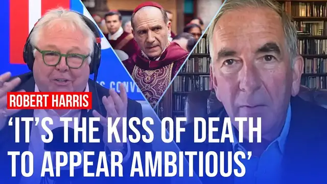 'Video thumbnail for Robert Harris reacts to Pope Leo XIV watching Conclave | LBC'