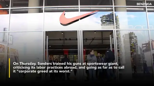 'Video thumbnail for Bernie Sanders Slams Nike- Company Makes $23 Billion A Year, Workers Make $202 A Month—'Corporate Greed At Its Worst''
