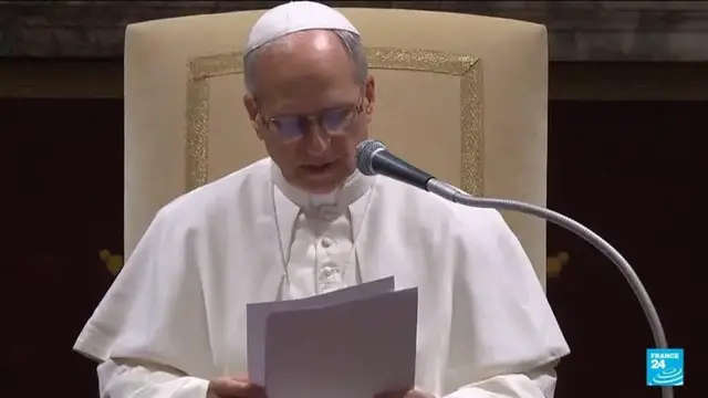 'Video thumbnail for Pope Leo urges respect for migrants, challenging Trump views'