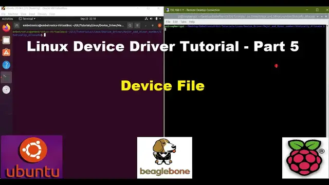 'Video thumbnail for Linux Device Drivers Part 5 - Device File (Ubuntu, Raspberry Pi, and BeagleBone)'