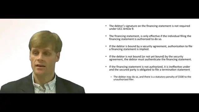'Video thumbnail for What is Authorization Required to File a Financing Statement'