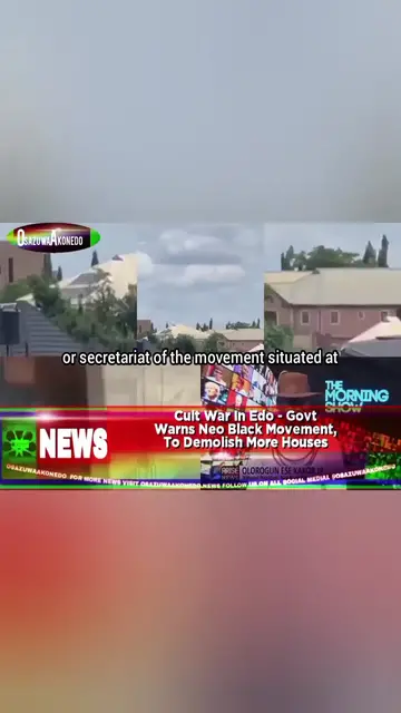 'Video thumbnail for Cult War In Edo - Govt Warns Neo Black Movement, To Demolish More Houses '