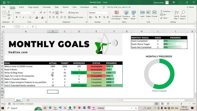 'Video thumbnail for Monthly Goal Tracker in Excel'