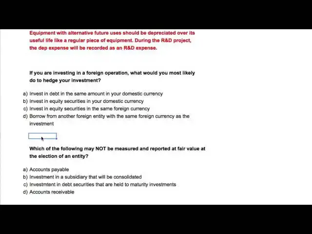'Video thumbnail for FAR Practice Questions: R&D Equipment, Foreign Investments'
