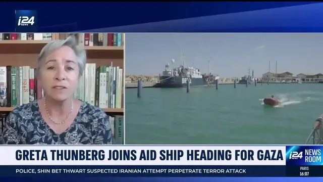 'Video thumbnail for Greta Thunberg joins aid ship heading for Gaza'