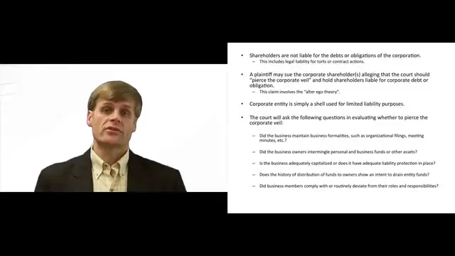 'Video thumbnail for Shareholders Personally Liable for Obligations of Corporation'